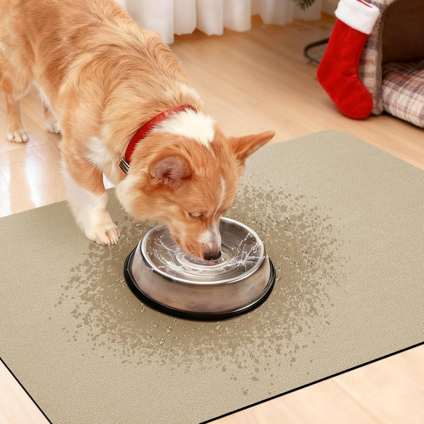 ACCUMTEK Non Slip Bath Mat, Thin Bathroom Rugs Fit Under Door, Quick Dry Bath Mats, Machine Washable Bath Rugs for Bathroom, Bathtub & Kitchen, Grey/Bordered/24 x17