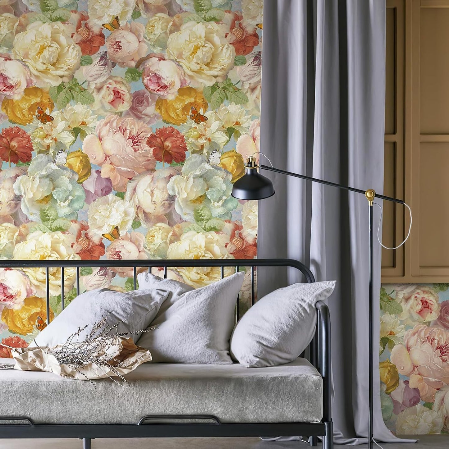 Simon&Siff Floral Peel and Stick Wallpaper 17.3"x80" Pink Watercolor Flowers Wall Murals Removable Wall Paper for Bedroom Bathroom Cabinet Renter Friendly