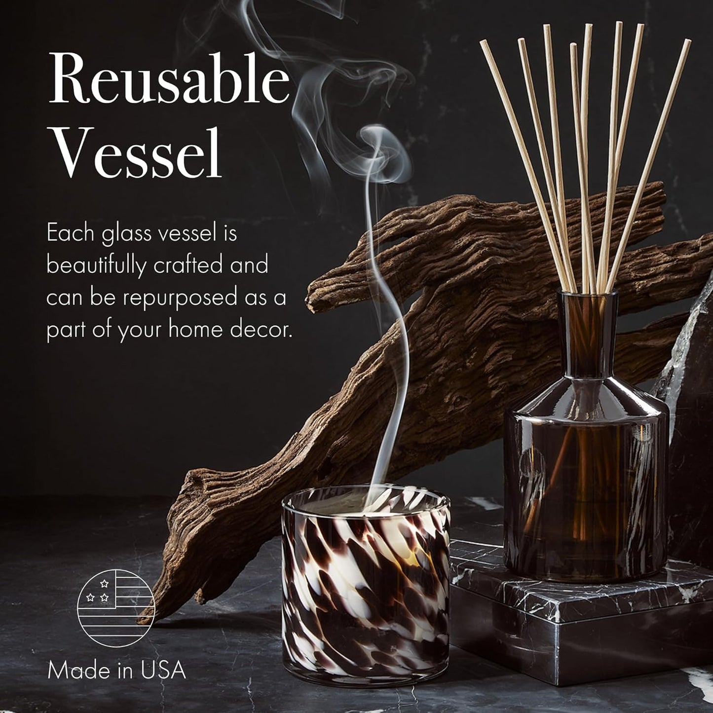 LAFCO New York Classic Reed Diffuser, Sea & Dune - 6 oz - Up to 3 Months Fragrance Life - Reusable Glass Vessel - Natural Wood Reeds - Made in The USA
