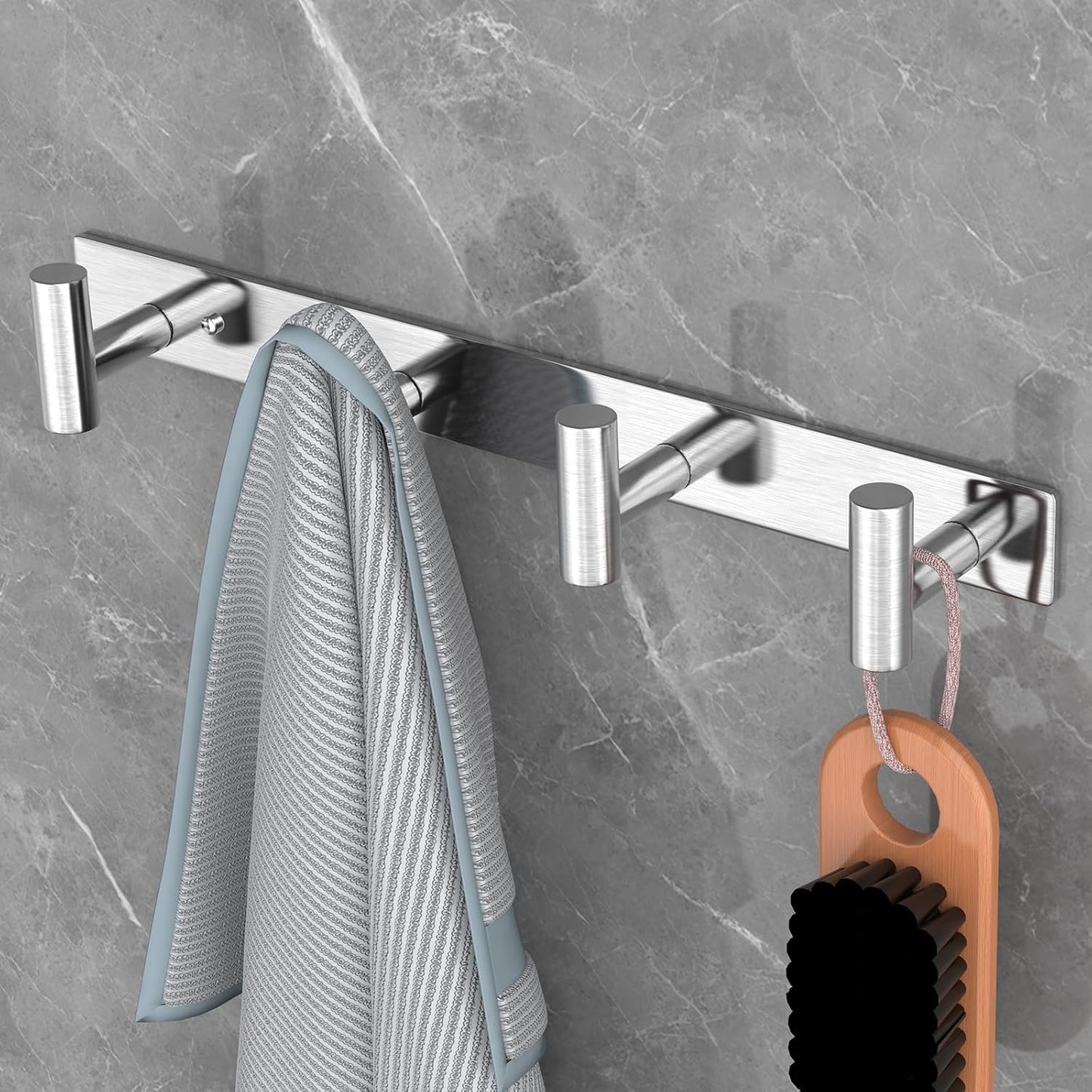 VAEHOLD Black Hat and Coat Wall Mount Rack - 3 Hooks for Robes, Bags, Keys, and Towels - Bathroom Towel Hanger Organizer (1 Pack)