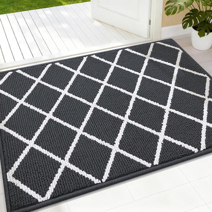 Finchitty Indoor Door Mat, Dirt Resistant and Absorbent, Low-Profile, Non-Slip, Washable Inside Floor Mats for Front Door, Back, and Entrance, 32" x 20", Grey