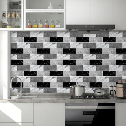 10 Sheets Peel and Stick Backsplash for Kitchen 12"X12" Back Splash Adhesive Subway Wall Tile Flat Vinyl Sticker for Bathroom on Renter Friendly Marble 2-6 (Not 3D Tile)