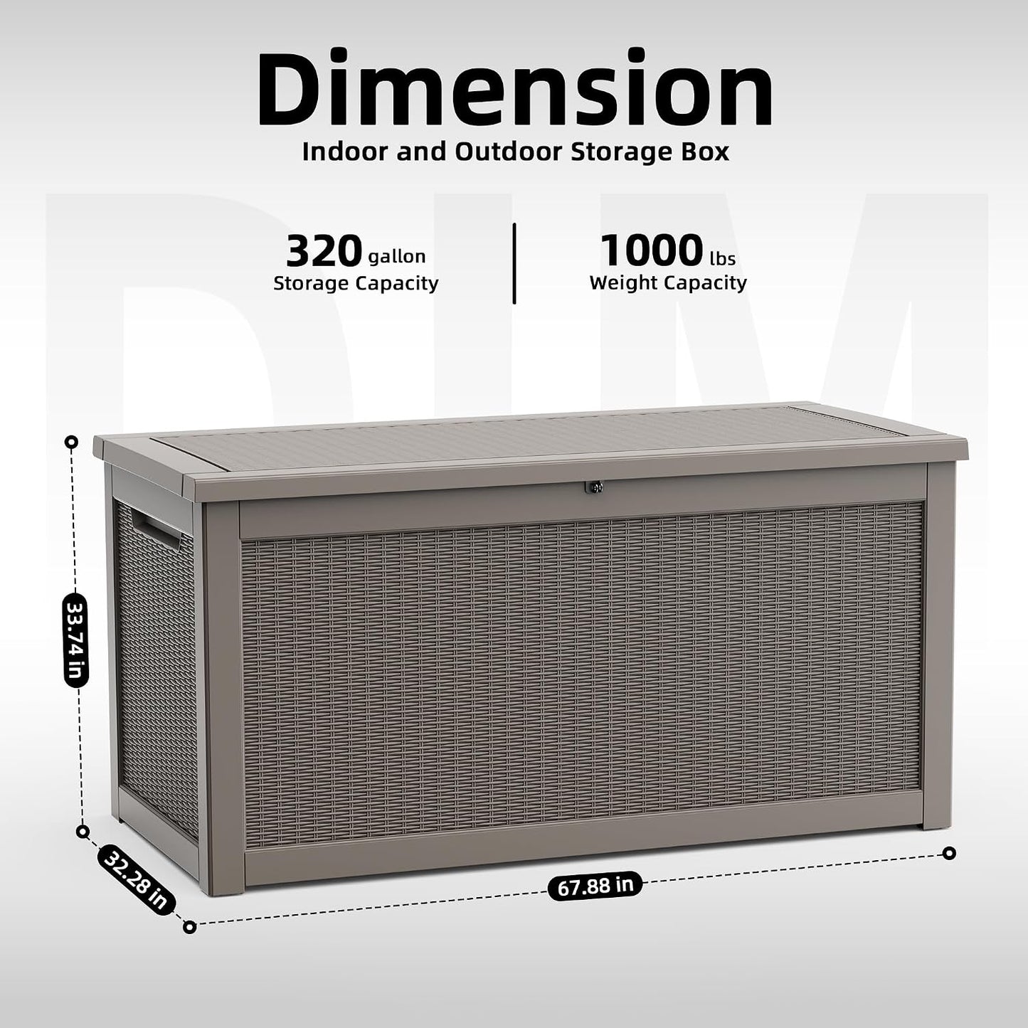 DRATO 35 Gallon Outdoor Storage Box Waterproof, Resin Small Deck Box for Patio Furniture Bench, Pool Garden Tools, Weatherproof Outside Storage Bin for Backyard Porch (Black, 35 Gallon)