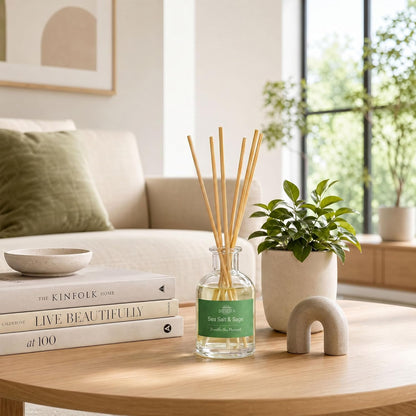 Natural Reed Diffuser Set, Fresh Lemon 3.52 oz (100ml) Scented Diffuser with Sticks Home Fragrance Reed Diffuser for Bathroom Shelf Decor, Ideal Gift for Woman