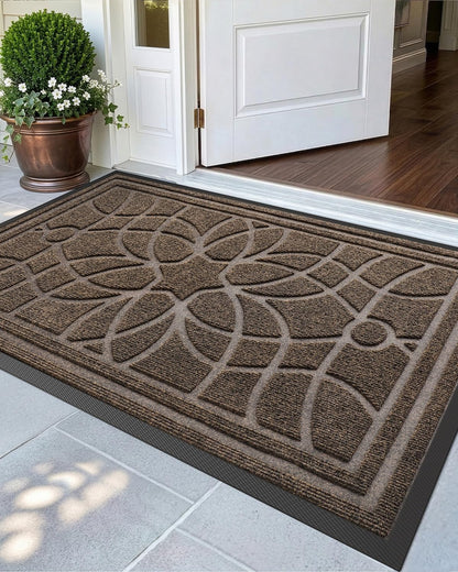 DEXI Front Door Mat Outside Entrance, Heavy Duty Non Slip Low Profile Doormat for Entryway, Trap Dirt and Moisture Welcome Mats, Easy Clean, Patio, Garage, 3x2, Blue