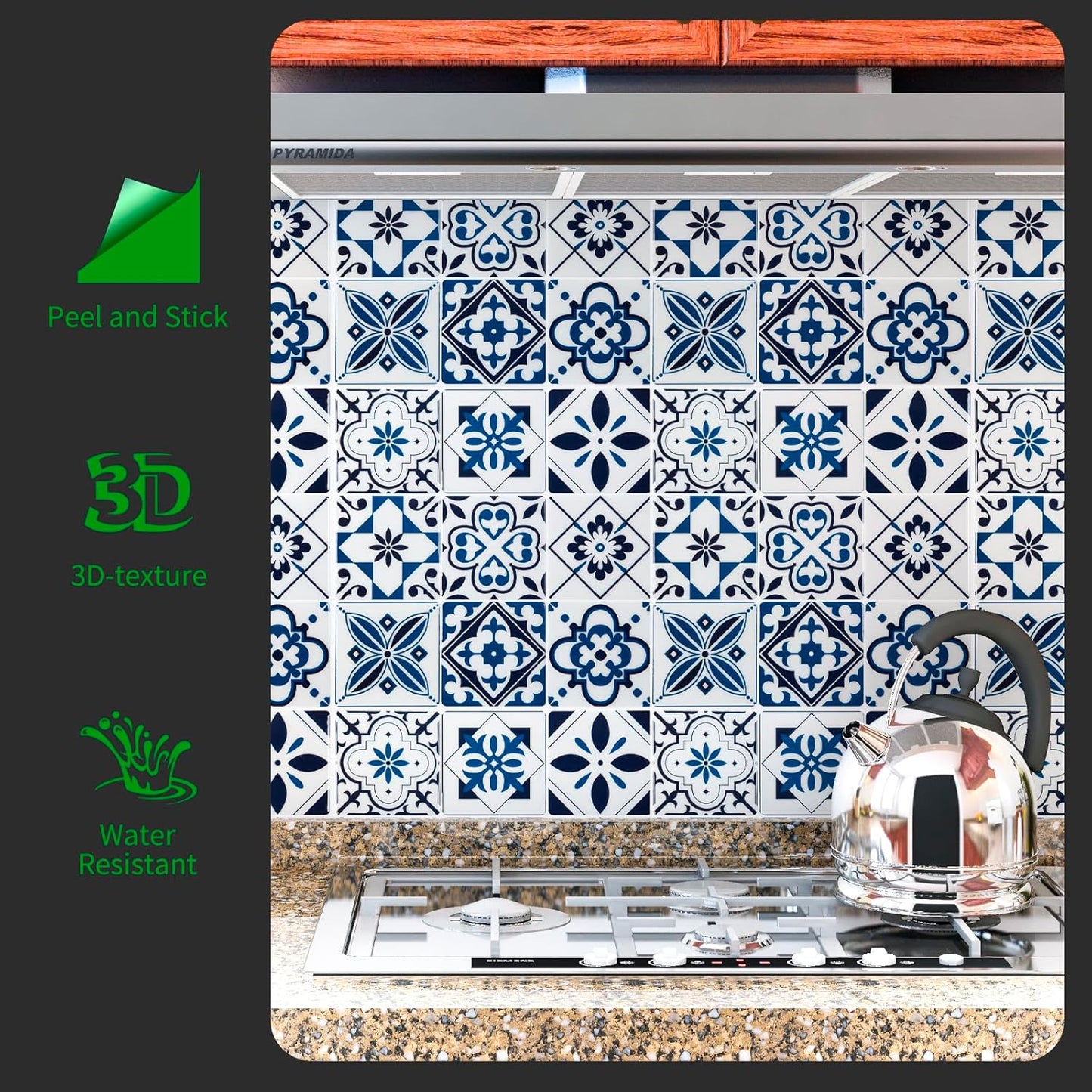 LONGKING Peel and Stick Backsplash Tile Stickers, Colorful Talavera Mexican Tile, Stick on Wall Tiles (10 Sheets)