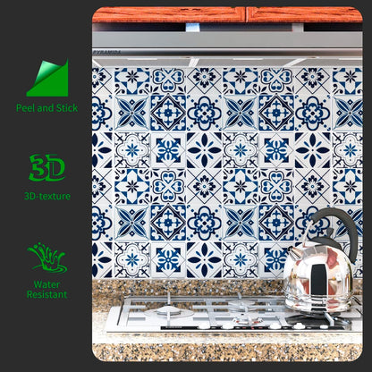 LONGKING Peel and Stick Backsplash Tile Stickers, Colorful Talavera Mexican Tile, Stick on Wall Tiles (10 Sheets)