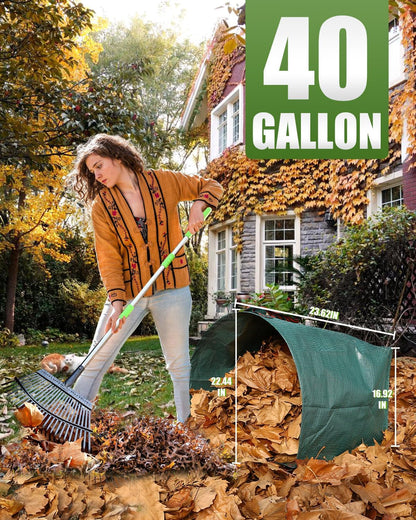 Outdoor Metal Leaf Bag Holder Stand, Fits 30-45 Gal Garbage Bags, Portable | Yard waste bag holder, Garden trash bag frame, Freestanding leaf bag stand, Camping garbage can, Disposable bag holder