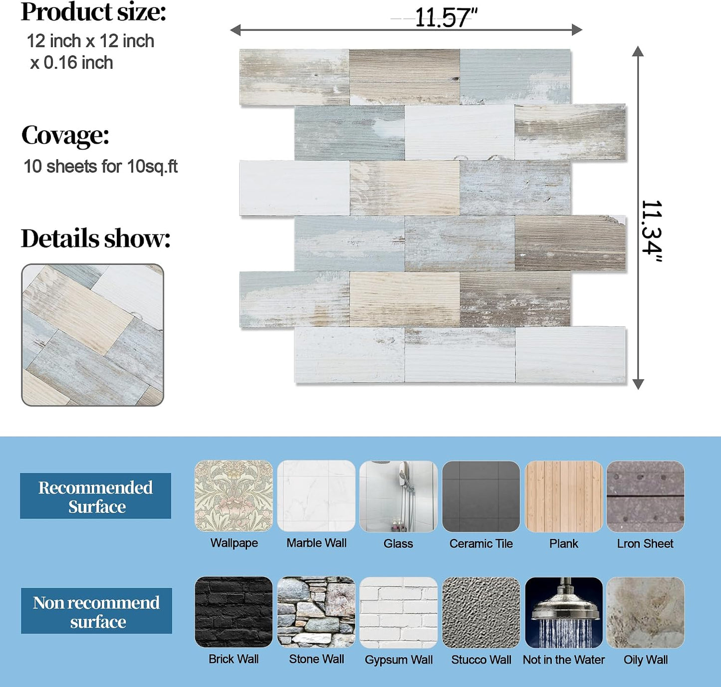 2026 New Upgrade Peel and Stick Backsplash Tile, Peel and Stick 11.34" X 11.57" Wall Tile for Kitchen, Bathroom, Fireplace, Laundry (Beige Ecru, 10 Packs)