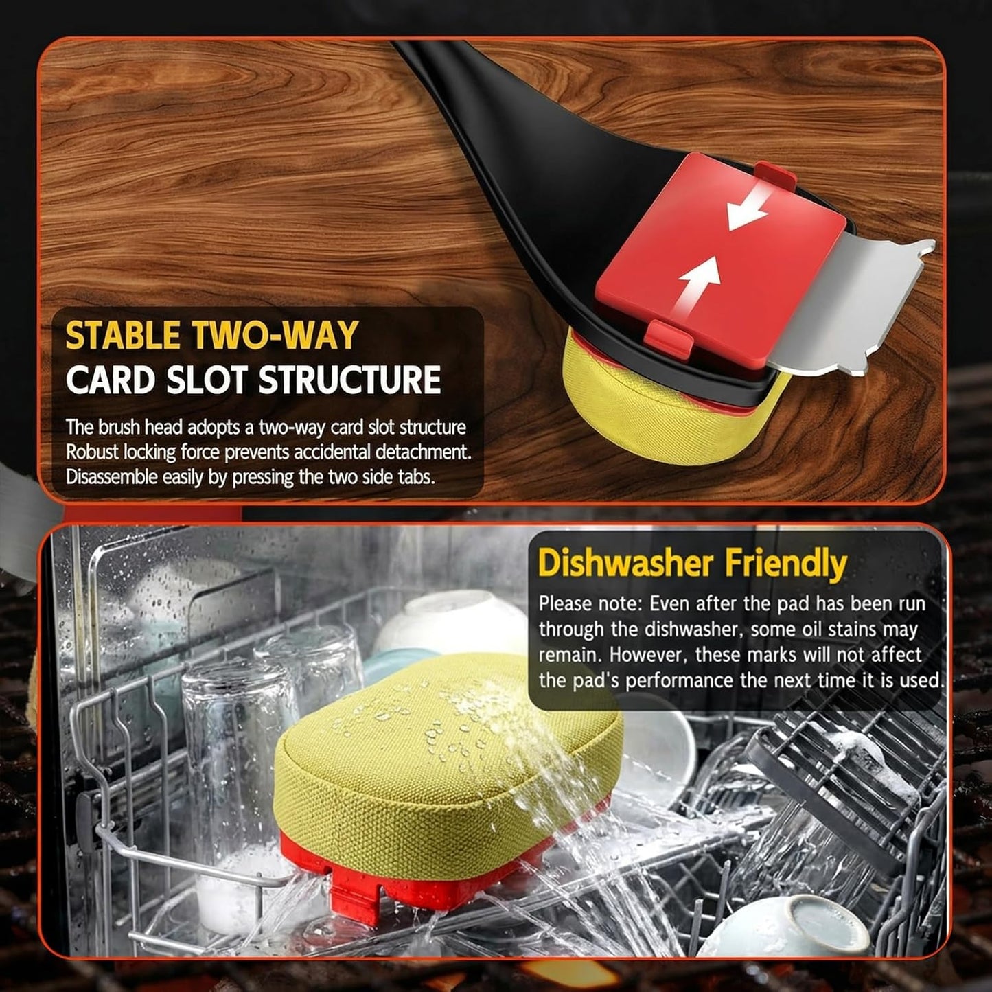 Bristle Free Grill Brush with Scraper, 4 Cleaning Head BBQ Grill Cleaning Brush, Dishwasher-Safe Grill Cleaner Tool for Gas,Charcoal,Ceramic