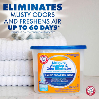 Arm & Hammer Essentials Disposable Moisture Absorber and Odor Eliminator Tub, Fragrance Free, 1 lb., Attracts and Traps Excess Moisture, Ideal Closet Dehumidifier (Pack of 3)