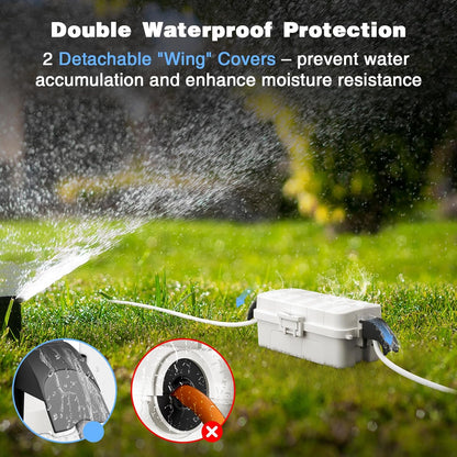 FLEMOON IP55 Outdoor Electrical Box Waterproof with Detachable Awning Covers, 7.1 * 3.9 * 2.4 inch Weatherproof Extension Cord Cover, Easy Installation for Outdoor Plug, Outlet, String Lights, Black
