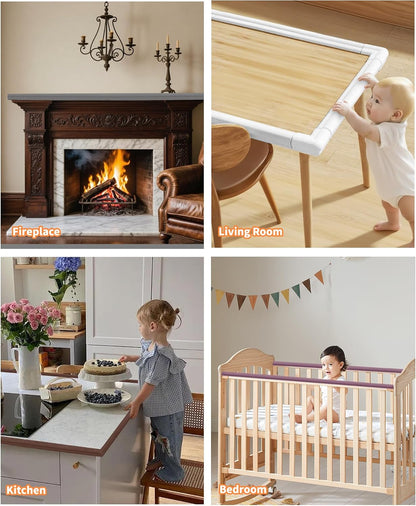 16.4FT L-Shape Baby Corner Protector Guards, Pre-Taped, 0.47''Thick | Edge Safety Bumpers for Furniture & Sharp Table Corners, with 10 Corners, Waterproof Soft Foam Adhesive Guard Cushion, White