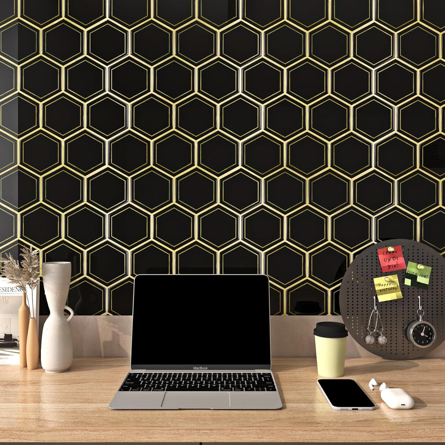 FunStick Dark Green Peel and Stick Backsplash Tile Stickers for Kitchen 12"x12" 3D Hexagon Self Adhesive Wall Tiles Peel and Stick Backsplash Stick on Tile for Bathroom Shower RV Waterproof 5 Sheets