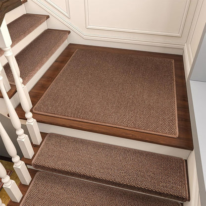 Brakki Bullnose Carpet Stair Treads, Non Slip Stair Treads for Wooden Steps Indoor, Stair Runner, Soft Stair Rugs, Edging Stair Protectors, Washable, 29.5"x9.5"x1.5" 14pcs, Beige