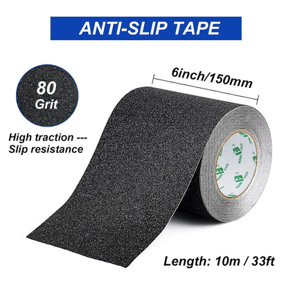 BOMEI PACK Black Anti Slip Tape, 4 Inch x 33 Foot Non-Slip Traction Grip Tape for Stairs, Waterproof Stair Treads Grip Non Slip, Non Skid Tape for Steps, Outdoor Black Grip Tape