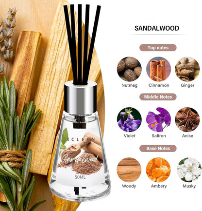 Xcleen 3 Pack Reed Diffuser, Scented Oil Diffuser with 15 Sticks, Escape/Vanilla/Moroccan Amber, Air Freshener for Bathroom & Office, Holiday Home Fragrance, Gift idea, Each 1.7Fl Oz, Total 5.1Oz