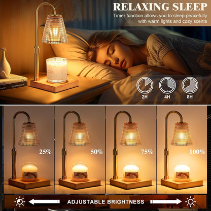 Hong-in Candle Warmer Lamp with Timer-Dimmable Adjustable Height Candle Lamp Warmer, Birthday Gifts for Women Mom Her, Housewarming Office Home Decor,Wax Warmer for Scented Wax Jar Candles