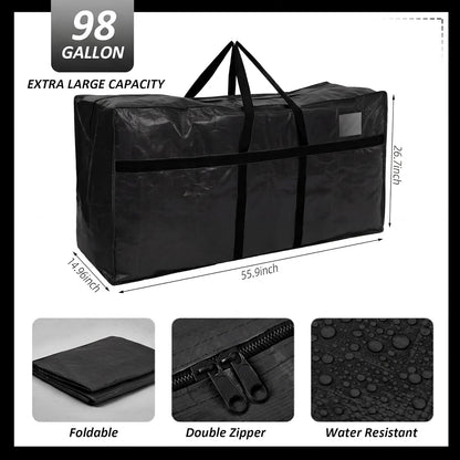 Windyun 4 Pack 57 Gallon Extra Large Moving Bags XXL Heavy Duty Storage Bag with Strong Zipper Handle Jumbo Big Tote Box Foldable for College Dorm Travel Clothes Duffle Blanket Pillow(Red)