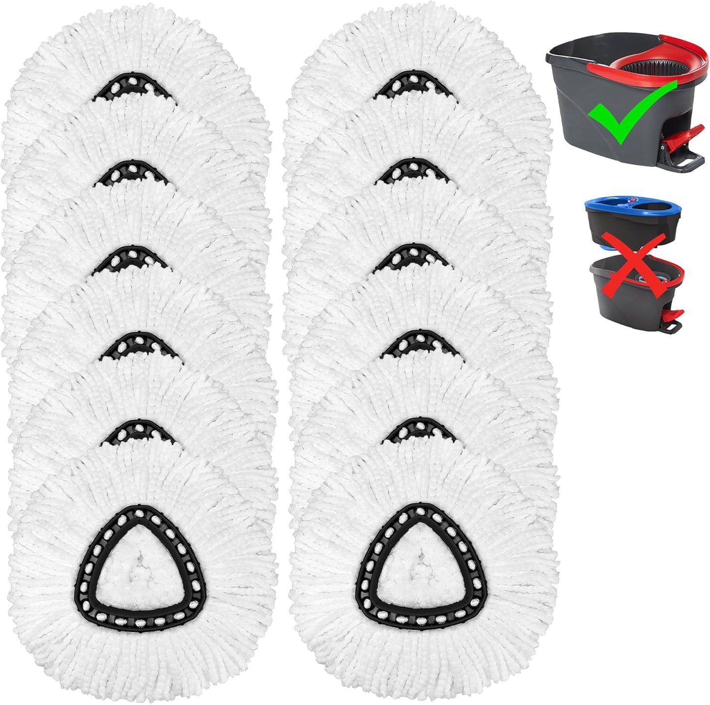 4 Pack Mop Heads Replacements for O-Ceda Easy Wrin Spin System, Microfiber Refills, Easy Cleaning Mop Repalce Head