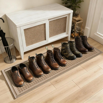 HIYARD Boot Tray for Entryway, Non-Slip Shoe Tray Drying Mat, Waterproof Boot Mat for Muddy Boots, Heavy Duty Shoe Storage Trays, Indoor/Outdoor Use, 16x47 inches, Beige