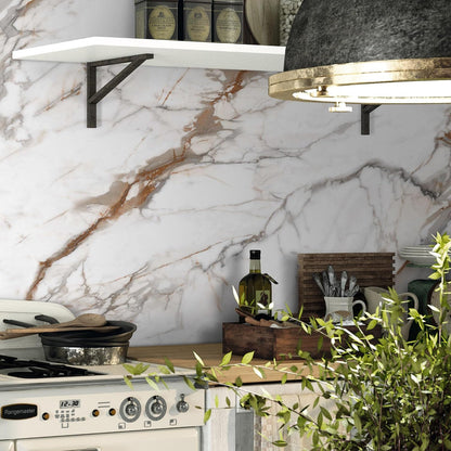 Marble Peel and Stick Waterproof Wall Paneling, 118" x 47" Carrara White Matte Finish Self-Adhesive Backsplash Tile Vinyl Wall Panel for Kitchen Bathroom Wall Decor, Covers 38.75 Sq. Ft.