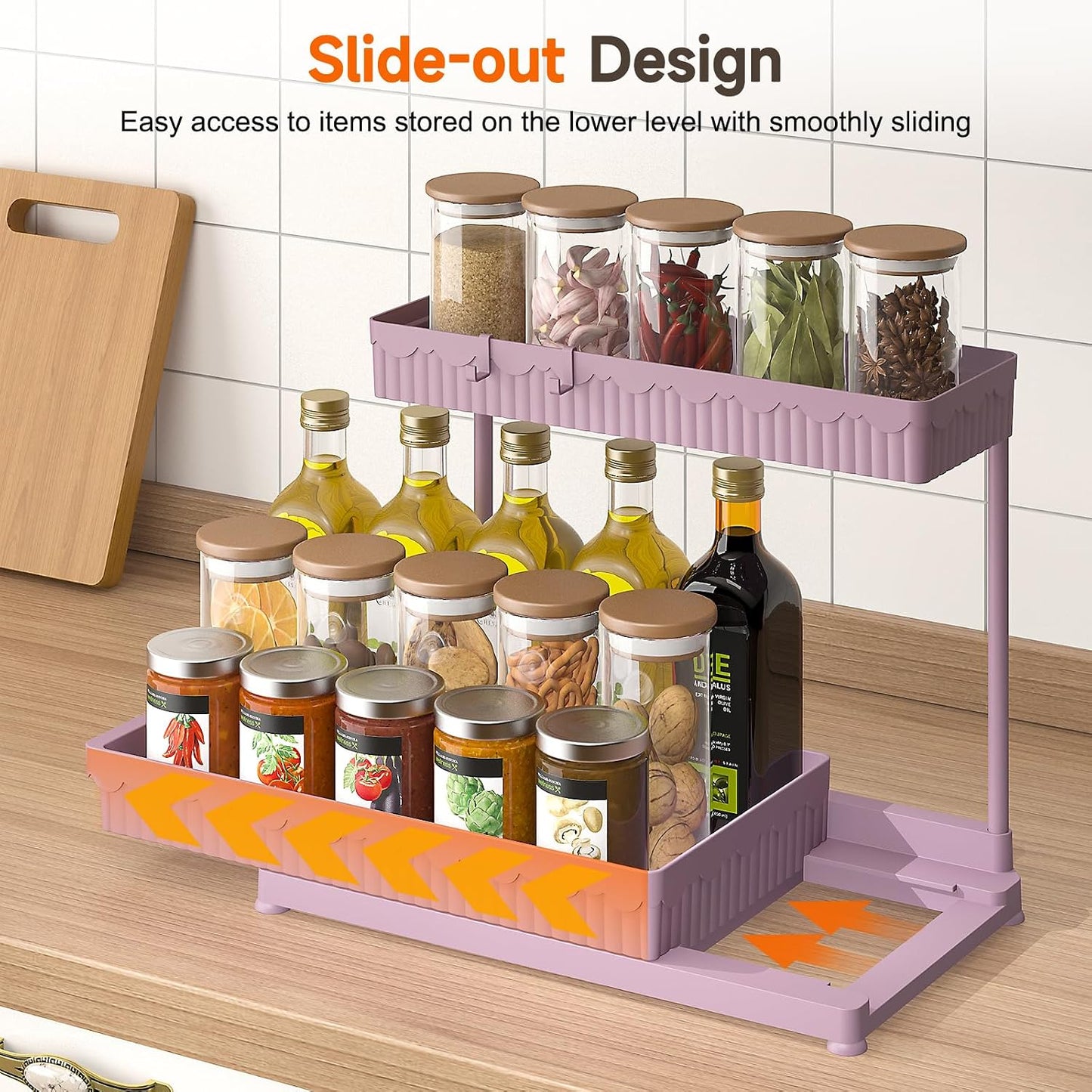 Sevenblue 3 Pack Multi-Purpose Pull-Out Storage Organizers, 2-Tier L-Shaped Under Sink/Cabinet Organizers and Storage for Bathroom & Kitchen, (Black, 12.85 Inches)