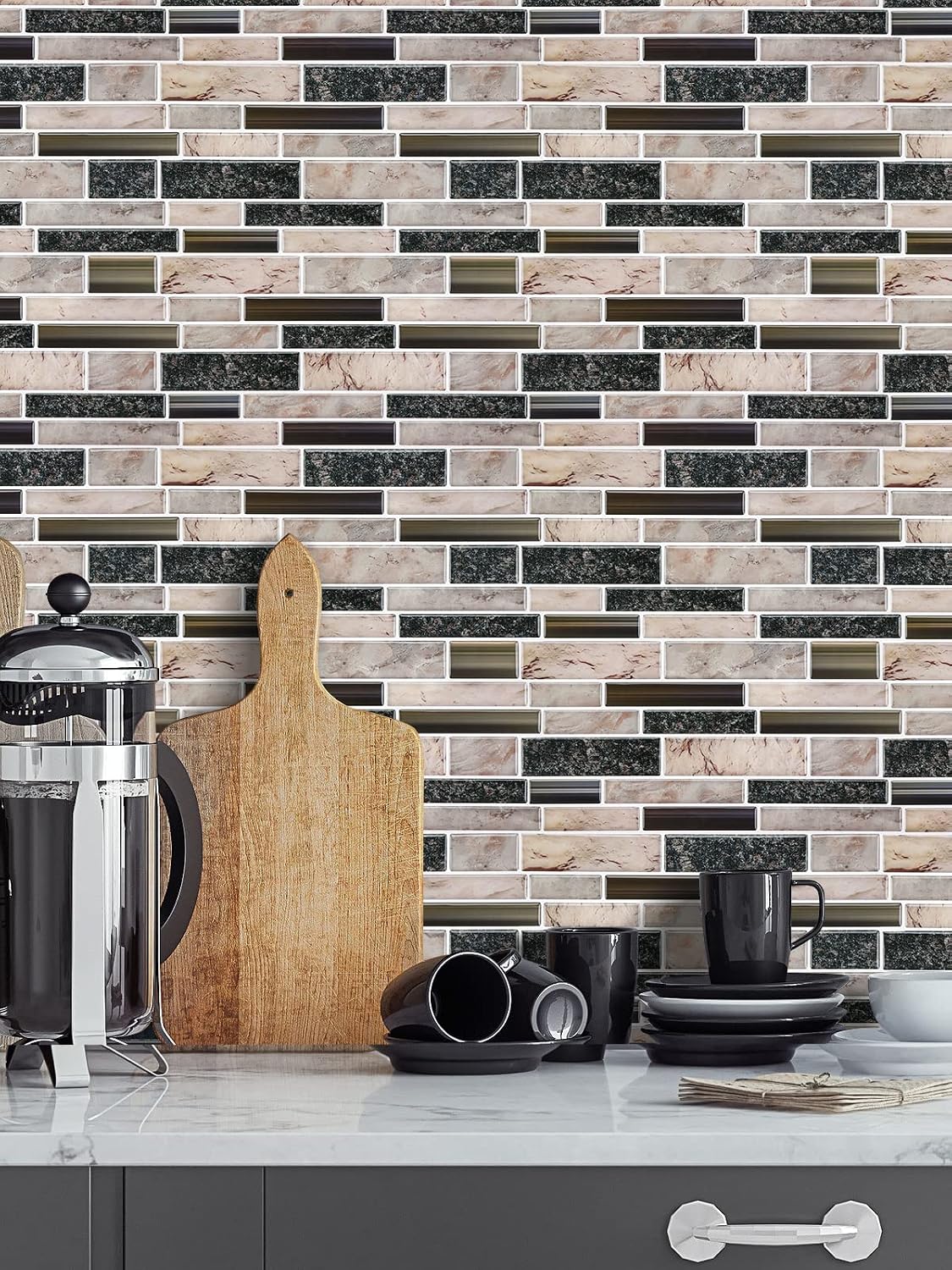 STICKGOO Thicker Design Peel and Stick Tile Backsplash, 12”×12” Stick on Backsplash for Kitchen, Self Adhesive Tile Stickers for Kitchen Backsplash and Bathroom(10 Sheets, Vintage Stone)