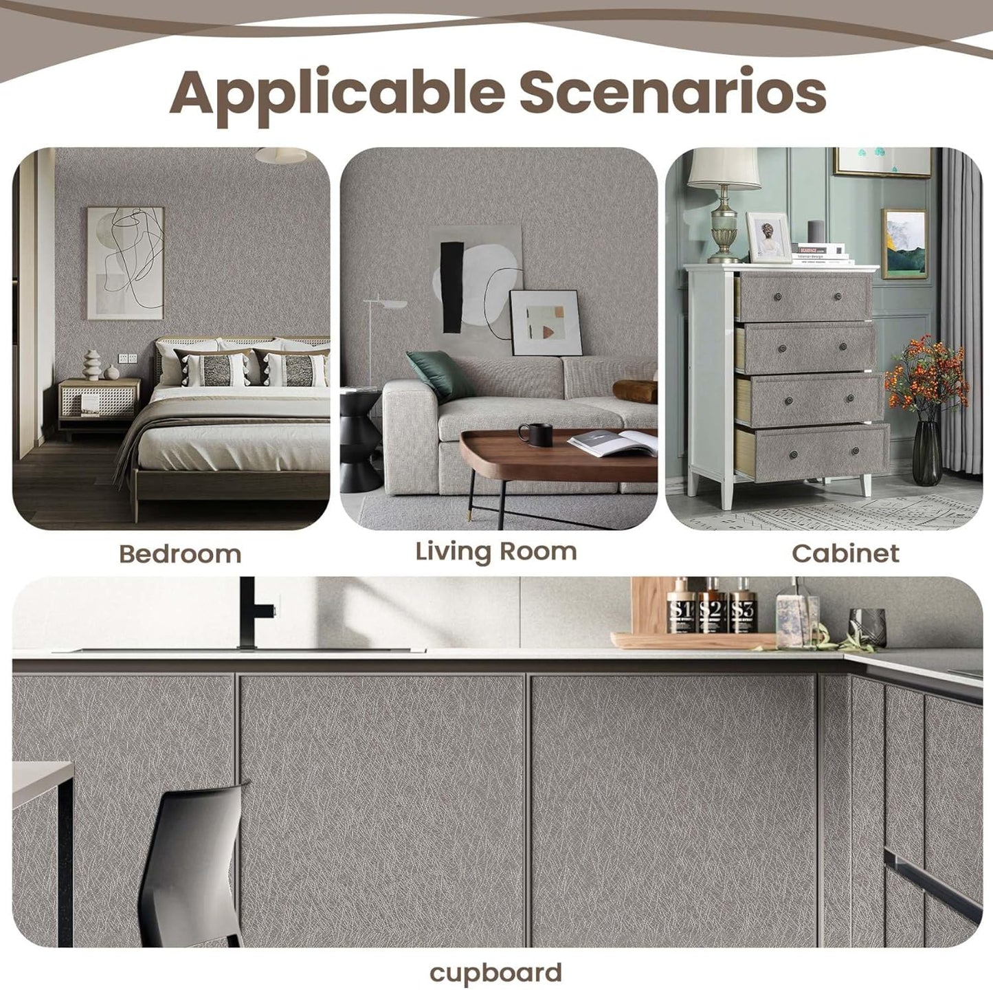15.7" X 118" Black Silk Wallpaper Embossed Self Adhesive Peel and Stick Wallpaper Contact Paper Removable Waterproof Kitchen Vinyl Wrap Cabinet Furniture Textured Renter Friendly Wall Gift Paper