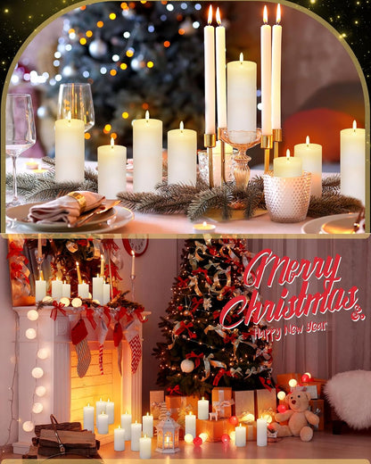 VIHOSE 9 Pack White Flameless Candles Set with Remote and Timer Flickering Flameless Battery Candles Flat Top LED Pillar for Wedding Outdoor Home Festival Decoration(D 3'' H 4'' 5'' 6'')