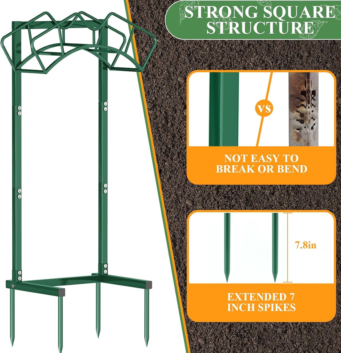 Qatsrin Super Stable Garden Hose Holder, Detachable Water Hose Holders Stand Holds 160-Feet Freestanding Hose Storage Hanger Rack for Outside Yard Lawn Farm (Black)