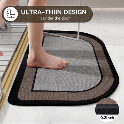 YDKGL Ultra Thin Bathroom Rugs Mat Quick Dry Absorbent Non Slip Bath Mat Bath Mats for Bathtub Mat Bathroom Carpet Fit Under Door Washable Floor Rubber Half Round Bath Rugs Grey 16x24