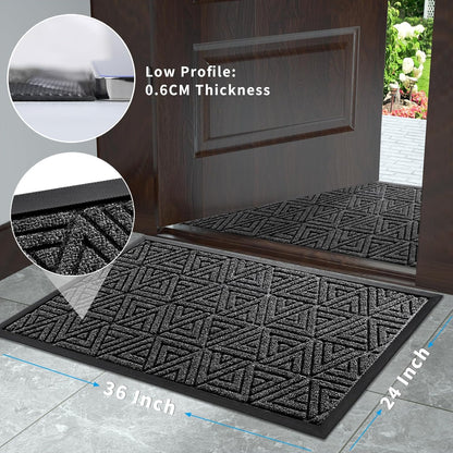 Yimobra Front Door Mat Outside Entrance 29.5x17, Waterproof Heavy Duty Outdoor Mats for Front Door, Non Slip Rubber Entry Mat for Garage Patio Indoor, Grey
