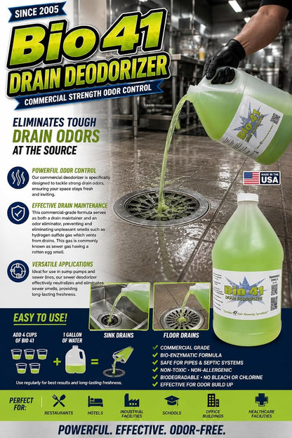 Drain Deodorizer- Odor Eliminator - Commercial Drain Deodorizer - Neutralizer Sewer Gas Smell Remover – 32 Ounce