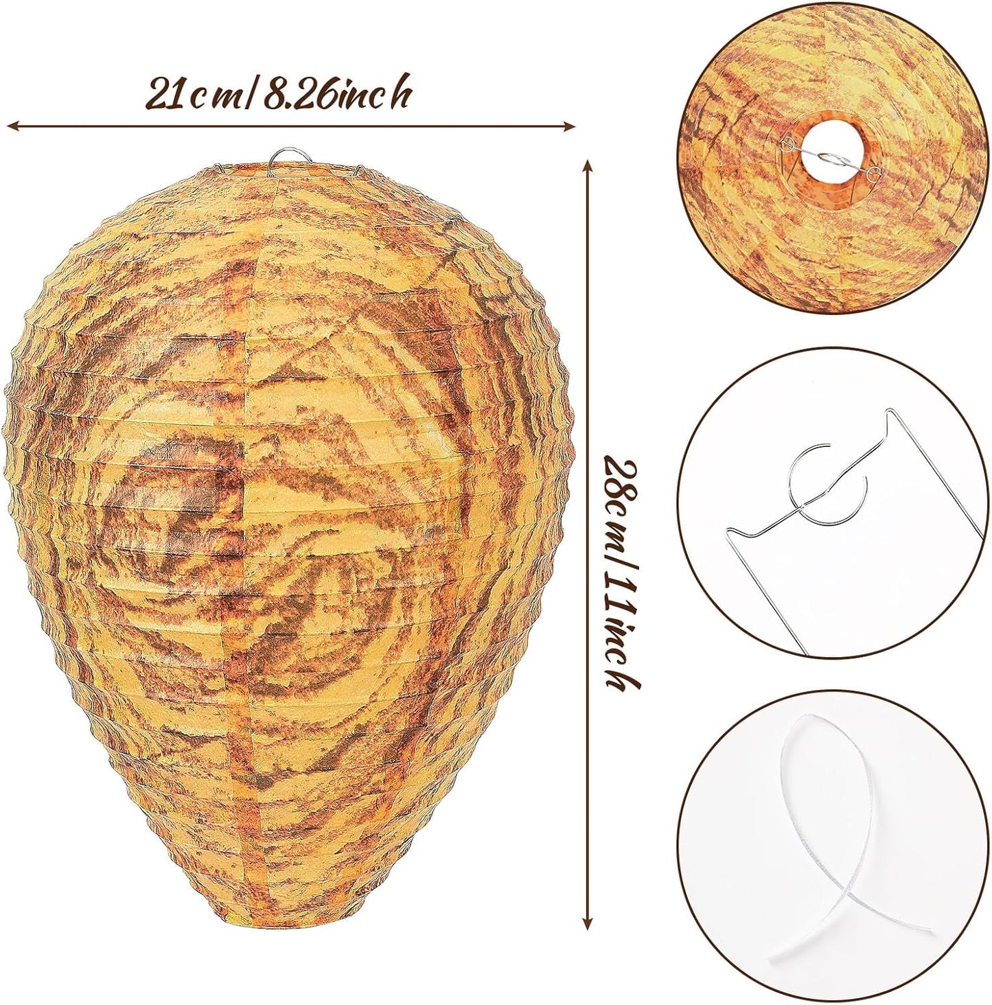 4 Pack Wasp Nest Decoy Hanging Wasp Nest Stay Away from Wasps Hornets Yellow Jackets