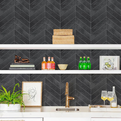 STICKGOO 10 Sheets Thicker Herringbone Peel and Stick Backsplash, 12.6”×9.7” Stick on Wall Tiles, Self Adhesive Tile Sticker for Kitchen Backsplash and Bathroom, White with Grey Grout