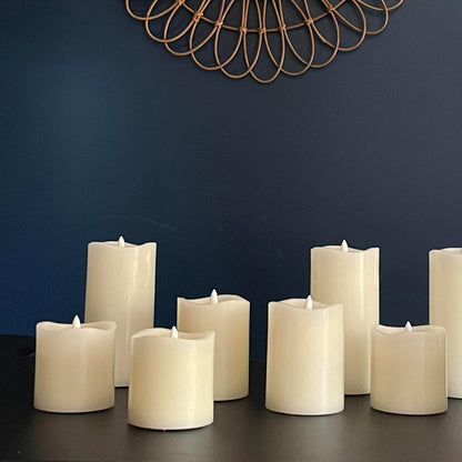 Stonebriar 6 Count White Real Wax 3x3 Flameless LED Pillar Candles with Remote and Timer