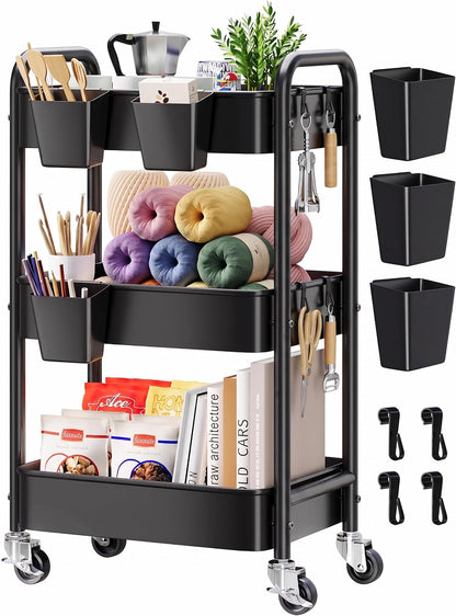 2 Tier Small Rolling Cart Metal with Wheels, White Under Desk Storage Cart on Wheels, Short Utility Roller Caddy Carts Organizer for Art,Craft,Pantry,Bathroom, Two Tiered Shelf Trolley,22 Inches Tall