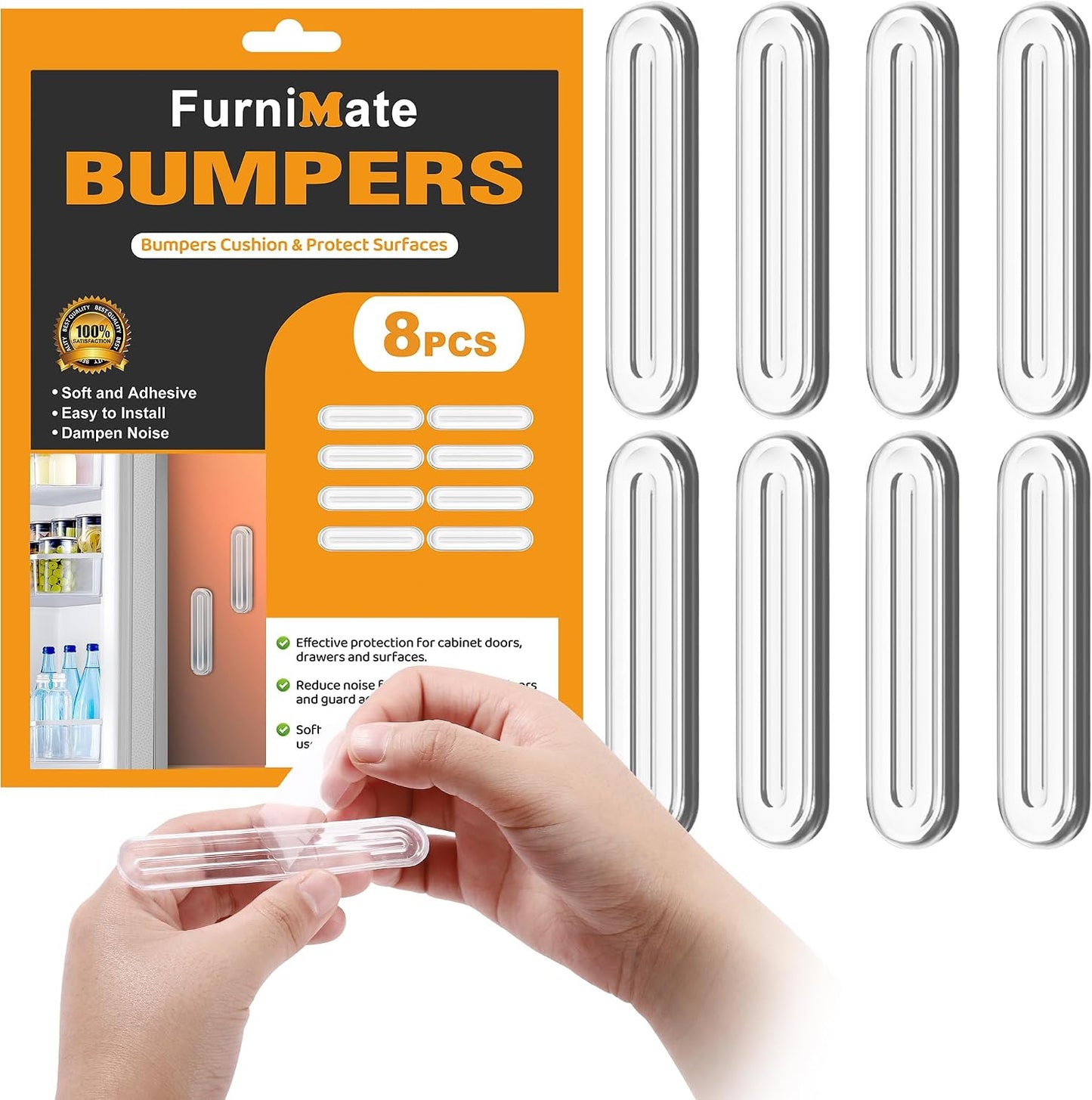 4PCS Long Furniture Bumpers - Wall Protector Guards, Fridge Door Stopper, 5.5x0.7x0.2inches