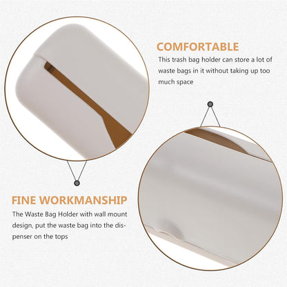 Cabilock Wall Mounted Plastic Bag Holder Trash Bag Dispenser Roll Holder Grocery Bag Storage Dispenser Hanging Over Cabinet Door Under Sink Bag Saver for Kitchen Bathroom White