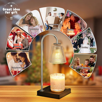 Hong-in Candle Warmer Lamp with Timer-Dimmable Adjustable Height Candle Lamp Warmer, Birthday Gifts for Women Mom Her, Housewarming Office Home Decor,Wax Warmer for Scented Wax Jar Candles
