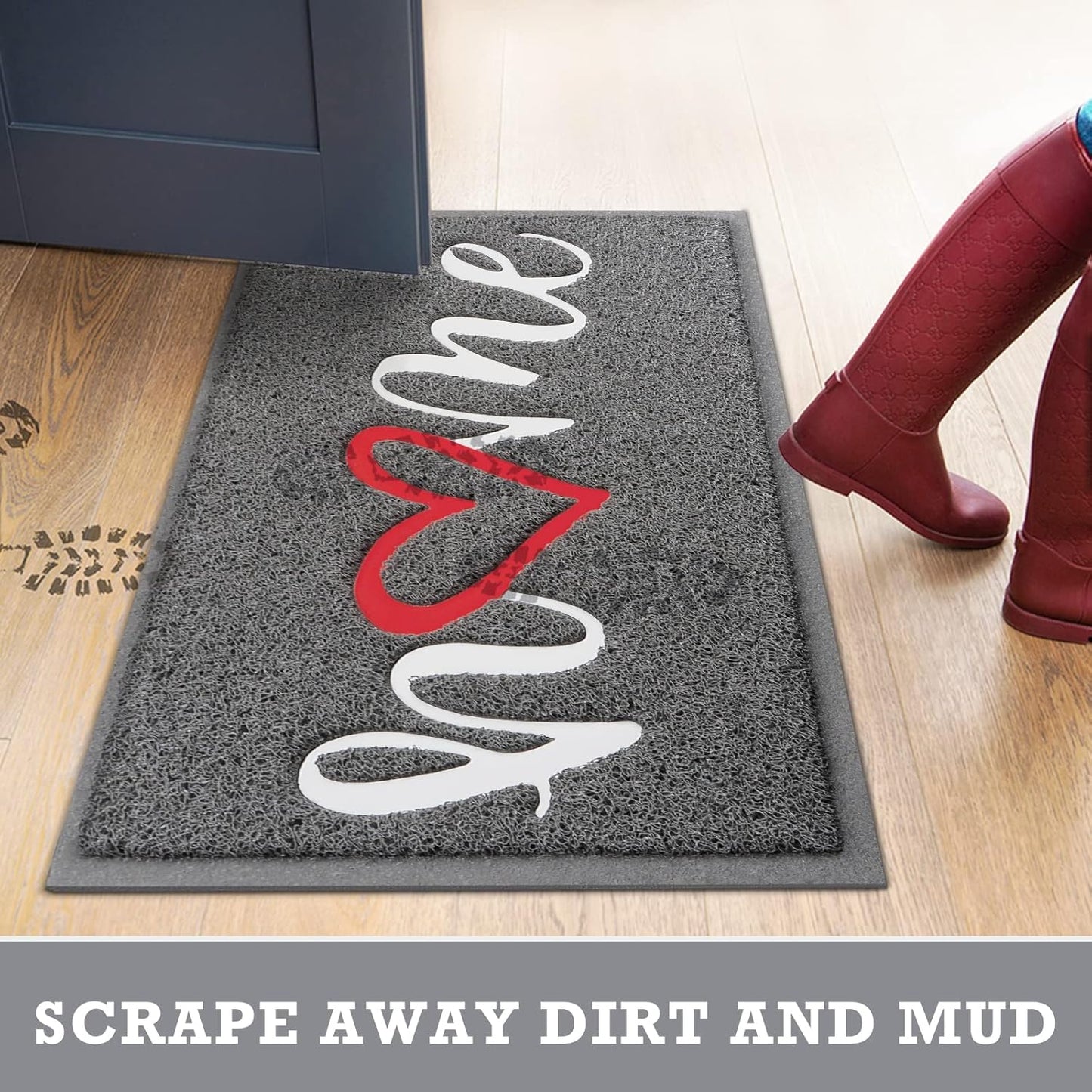 CozyBounty Black Door Mat Welcome Mats Outdoor Indoor Non-Slip Doormat for Entryway Low-Profile Floor Mat for Yard, Garage, High Traffic Areas (30"x17.5", Black)