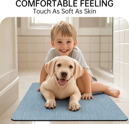Mecko Bath Mat Rug, Rubber Non-Slip Quick Dry Absorbent Thin Bathroom Rugs Fit Under Door Bathroom Floor Mats-Shower Rug for in Front of Bathtub, Sink, Shower Room(Light Grey,16"x24")