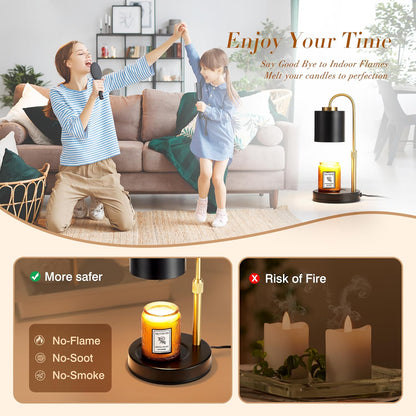 CASTLELIFE Candle Warmer Lamp with Timer & Dimmer, Height Adjustable Electric Wax Melt Warmer for Jar Candles, Gifts for Mom Home Decor, Black