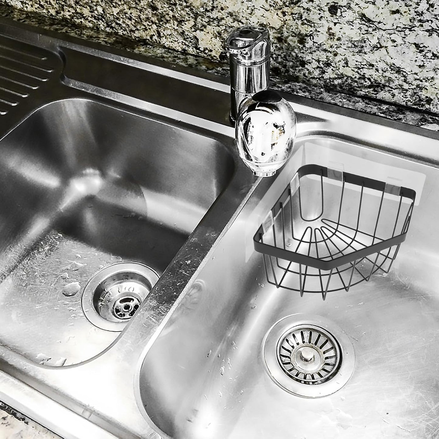 Garneck Kitchen Sink Organizer Tripod Sponge Holder Stainless Steel Dishcloth Draining Rack No-Drill Wall-Mounted Storage for Kitchen Sink Cleaning Accessories