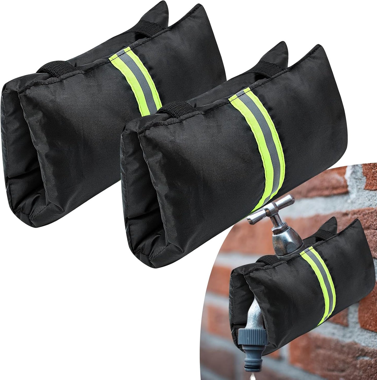 2Pcs Outdoor Faucet Cover for Winter Freeze Protection Outside Insulated Spigot Socks Freeze Miser Reusable Hose Bib Cover Waterproof Water Faucet Insulation Wrap with Reflective Strip for Garden Yard