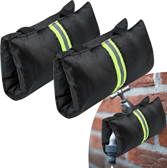 2Pcs Outdoor Faucet Cover for Winter Freeze Protection Outside Insulated Spigot Socks Freeze Miser Reusable Hose Bib Cover Waterproof Water Faucet Insulation Wrap with Reflective Strip for Garden Yard