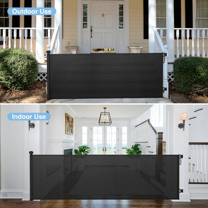 probebi Retractable Baby, Child & Dog Gates for Stairs, Extends to 54" Wide 34" Tall, Use for Outdoor, Indoor, Hallways, Doorways, Deck, Porch, Black