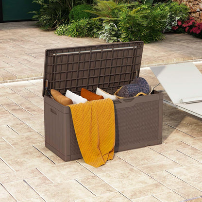 Patiowell 100 Gallon Resin Deck Box, Waterproof Large Outdoor Storage Box for Patio Furniture and Garden Tools, Black
