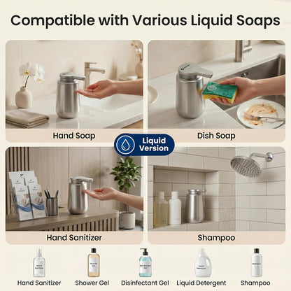GentleJet NovaJet Automatic Foaming Soap Dispenser – Touchless Sensor, USB-C Rechargeable, 304 Stainless Steel, IPX5 Waterproof for Bathroom Kitchen Sink, 12 oz / 350 ml